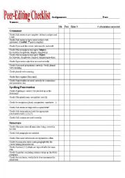 English Worksheet: Peer and Self Editing Checklist