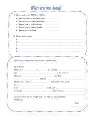 English Worksheet: Present continuous test