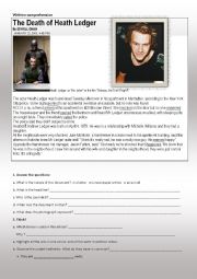 English Worksheet: Newspaper article Death of Heath Ledger