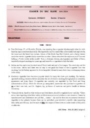 English Worksheet: Bac Exam : mock test May 2014 with correction 