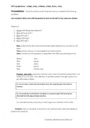 English Worksheet: great lesson and activities on wh- questions