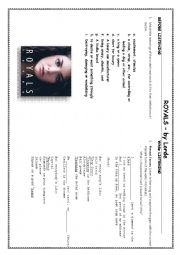 English Worksheet: Lorde - Royals