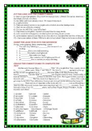 English Worksheet: CINEMA AND FILMS