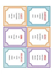 English Worksheet: A2-TABOO CARDS - 2nd worksheet