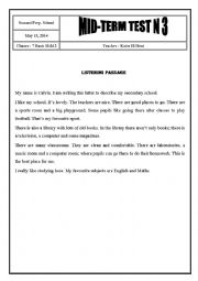 English Worksheet: Mid Term Test 3