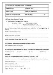 English Worksheet: Mid Term Test 3 for second year students