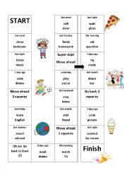 English Worksheet: Present to Past Tense Board Game