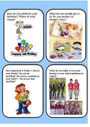 English Worksheet: GEPT ORAL SPEAKING  -- PICTURE CARDS-A