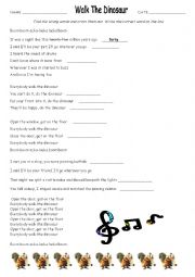 English Worksheet: Walk The Dinosaur Song - correct the mistakes in the song