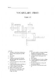 Crossword - Vocabulary FIRST