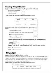 English Worksheet: full term test 3 for 8th form