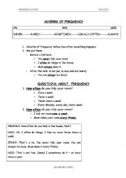 English Worksheet: adverbs of frequency