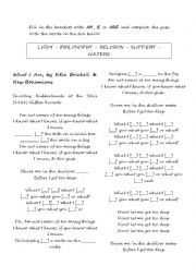 English Worksheet: Verb To Be (What I Am - Music)