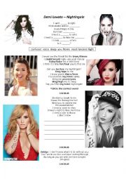 English Worksheet: Demi Lovato Nightingale