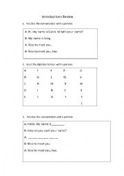 Introductions Review Conversation Worksheet