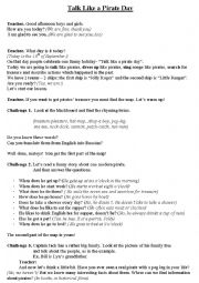 English Worksheet: Talk Like A Pirate Day