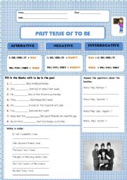 English Worksheet: To be in the past tense.
