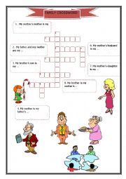 English Worksheet: family crossword