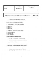 English Worksheet: mid term test 3 8th form