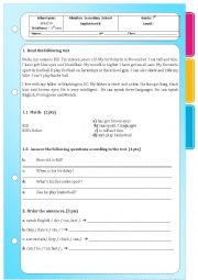 English Worksheet: Part B of the test for beginners