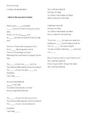English Worksheet: rolling in the deep 