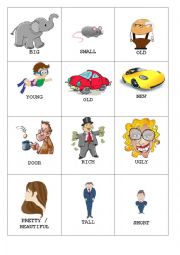 English Worksheet: Opposite Adjectives - Memory game (part2/2)