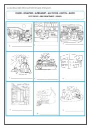 English Worksheet: Look at the pictures bellow and write the name of the places