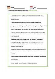 English Worksheet: Capitalization,with Answer Key