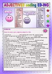 English Worksheet: Verbs used as adjectives (-ed & -ing)