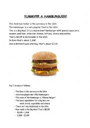 English Worksheet: yummy! a hamburguer!