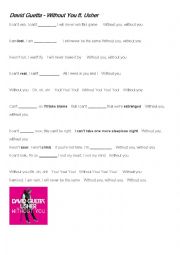 English Worksheet: Without You  by Usher ft. David Guetta