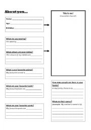 English Worksheet: About Me Handout