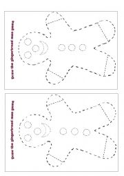 English Worksheet: Draw the Gingerbread Man Body Game