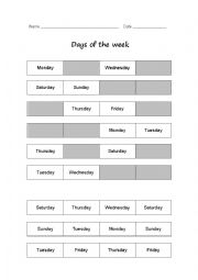 English Worksheet: Days of the week