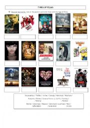 English Worksheet: typse of films