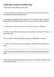 English Worksheet: writing topics to enhance grammar