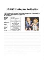 English Worksheet: Writing - Mary Kate & Ashley Olsen 