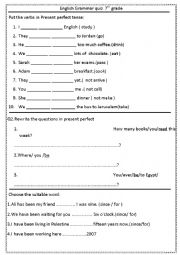 English Worksheet: 7th grade english grammar quiz