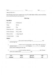 English Worksheet: Imperative verbs for cooking (Cloze Passage)