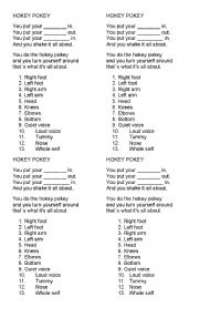 English Worksheet: Hockey pokey