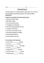 English Worksheet: prepositions