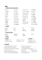 English Worksheet: Dates
