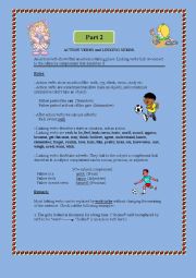 English Worksheet: Grammar: Action and linking verbs (rules and activities) part 2