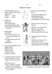 English Worksheet: Egyptian Creation
