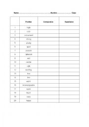 English Worksheet: name