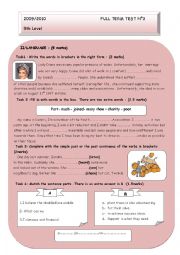 English Worksheet: 9TH FORM TEST
