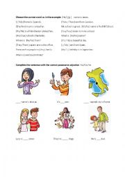 English Worksheet: Possessive Adjectives and Personal Pronouns