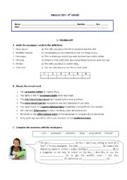 English Worksheet: Mass Media - Test