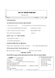 English Worksheet: Mid-term- test n2