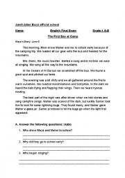 English Worksheet: The First Day at Camp